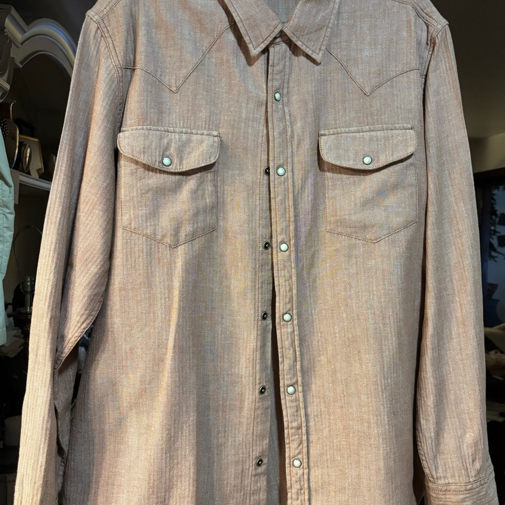 Mutual Weave Men’s XL Rust Herringbone Soft Touch Button Down Long Sleeve Shirt